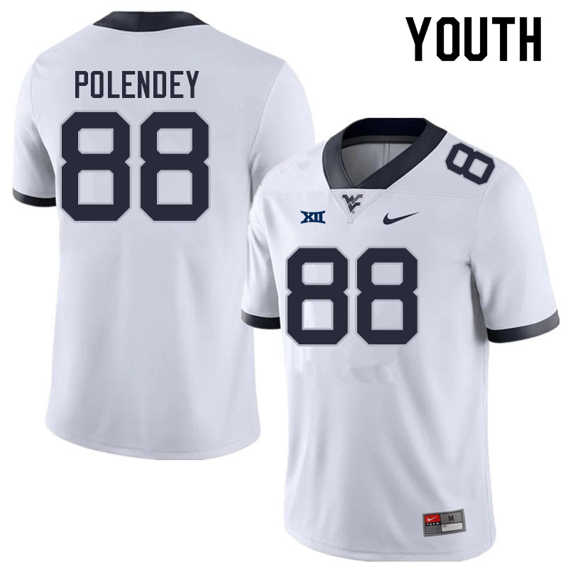 Youth #88 Brian Polendey West Virginia Mountaineers College Football Jerseys Sale-White - Click Image to Close